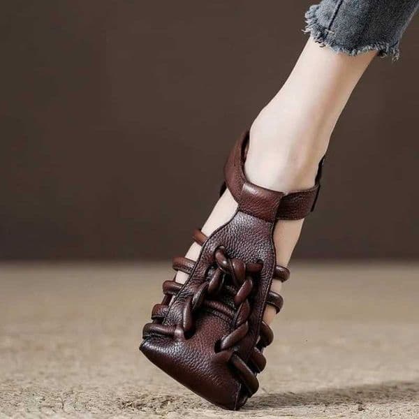 Genuine Sandals Women Handmade Woven Literary Style Hollow Flat Roman Sandals Ladies Summer Shoes Sandalias H260527