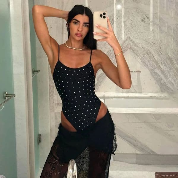 Diamond One Piece Swimsuit With Lace Pants Sexy Bikini Women Swimwear Swim Suits Female Biquini Sliming Bodysuit Beachwear 260525