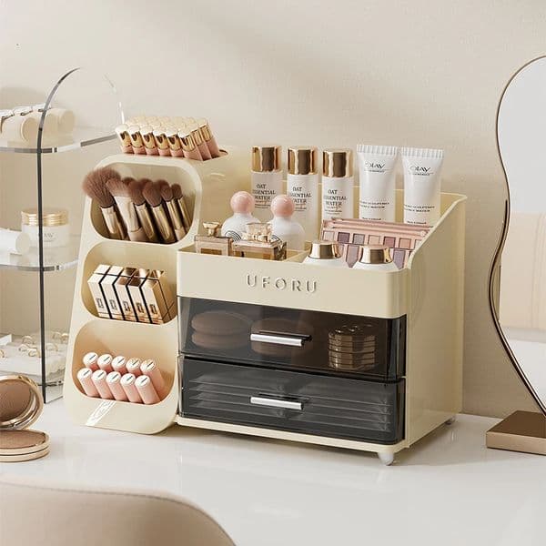 Uforu Back to School Cosmetics Storage Box Large Capacity Multifunctional Organizer for Student Dorm Room Tables 260527
