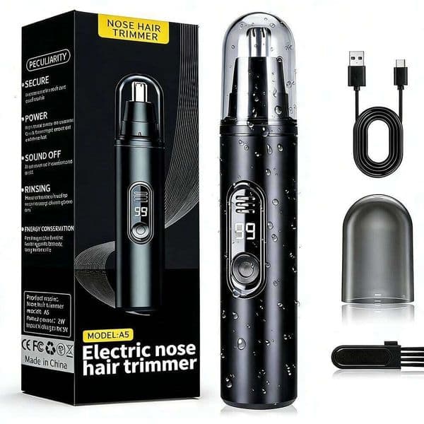 Portable Mini Cutter Unisex Nose Ears Hair Eyebrow Waterproof LCD Power Display Silent Design Skin-friendly USB W260528