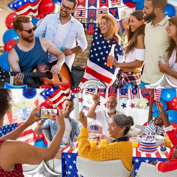 American Party Decorations Independence Day Supplies Banner Balloons Plates For USA 4th Of July Patriotic Theme Party Supplies L260528