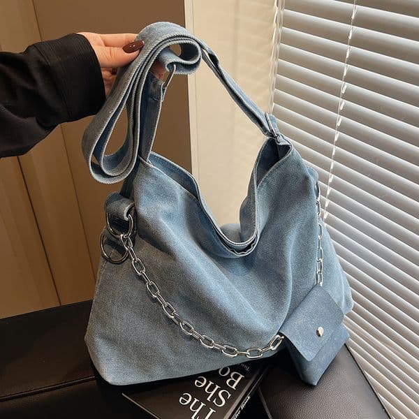 Wholesale Hot Sale Fashion Casual Denim Tote for Women, Niche Japanese Style Versatile Student Commuting Crossbody Bag