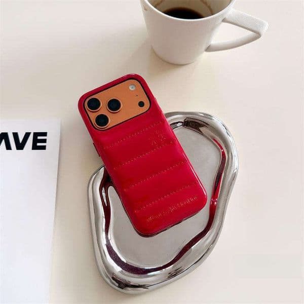 Designer Phone Case Urban Sophisticated Solid Color Leather Down Jacket 14 13 Compatible 17 16 15 Pro Max Phone Case Shockproof Cover Coque Telephone Luxe