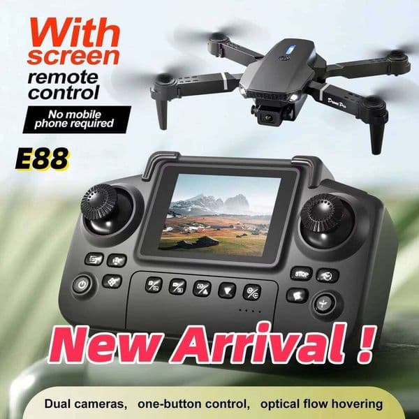 E88 Remote Control With Screen Dual Camera Optical Flow Localization 2.4Grc Quadcopter Onebutton Takeoff Drone