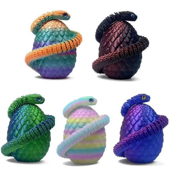 30cm 3D Printed Snake with 85cm Egg Mobility Simulate Ornament Cool Funny Figurine for Home Office Desktop Decor 260527