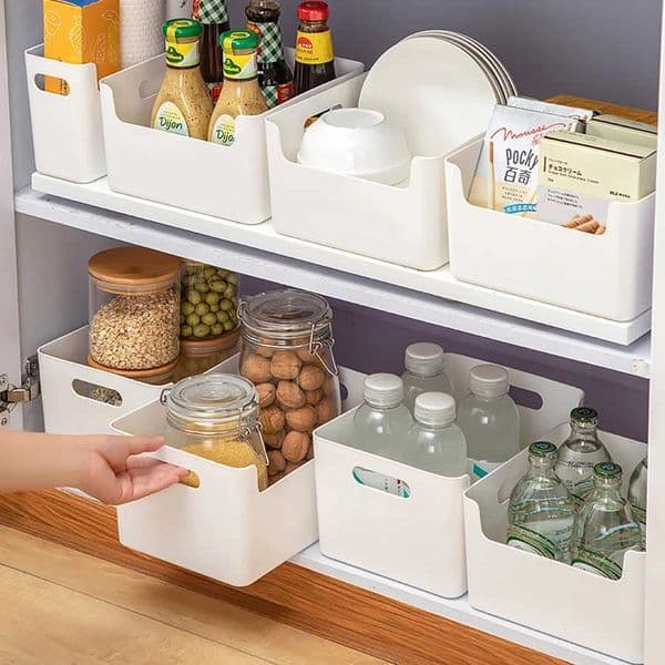 Plastic Storage Box Cabinet Desktop Organizer Multifunctional Seasoning Jar Tableware Storage Case Kitchen Storage OrganizationJ260527