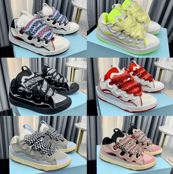 Designer Shoes CURB Casual Sneakers Unisex Leather Stitching Lace-up Vintage Skateboard Shoes Casual Sports Walking Footwear for Men Women 36-45