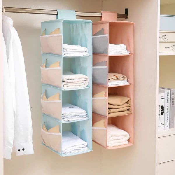 Nonwoven Washable Wardrobe Multilayer Folding Hanging Bra Organizer Bag For Underpants Socks Storage 260527