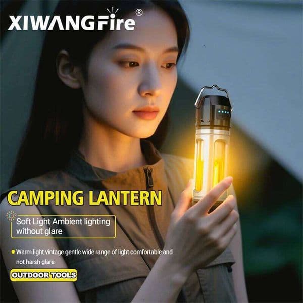 Portable Outdoor Camping Lamp Adjustable Dimming, Long Battery Life, Hook & Stand Mount, Ambient Flashlight for Hiking Fishing S260527