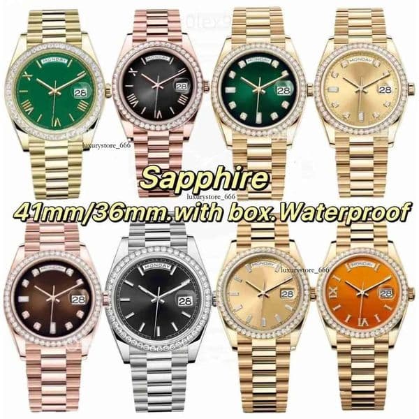 Diamond bezel 36mm/41mm Automatic watches Mechanical Watches calendar 316L FullStainless Steel waterproof Luminous Gold montre de luxury watch with box