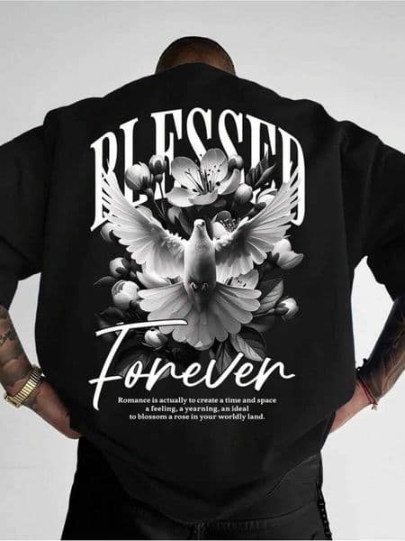 Blessed Forever Dove and Floral Print on 100 Cotton Mens T shirt Great for Summer Streetwear and Casual Urban Outings D260528