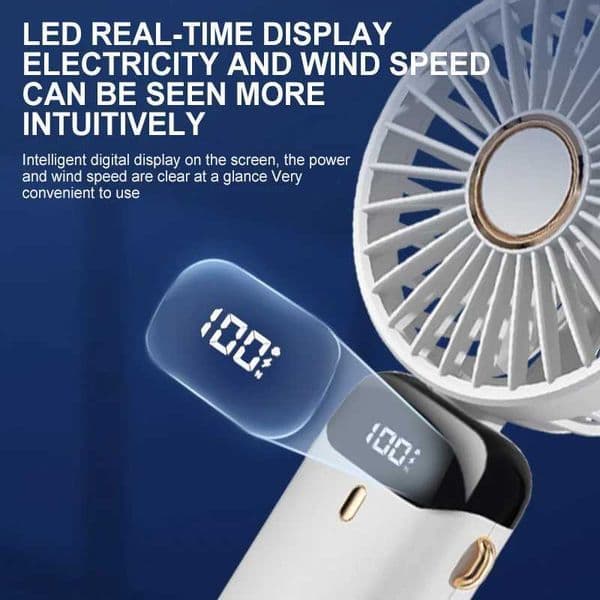 Mini Handheld Fan 5 Speeds USB Charging Hanging Neck Fan LED Digital Display For Outdoor Sport Student Office Desk Small Fan C260528