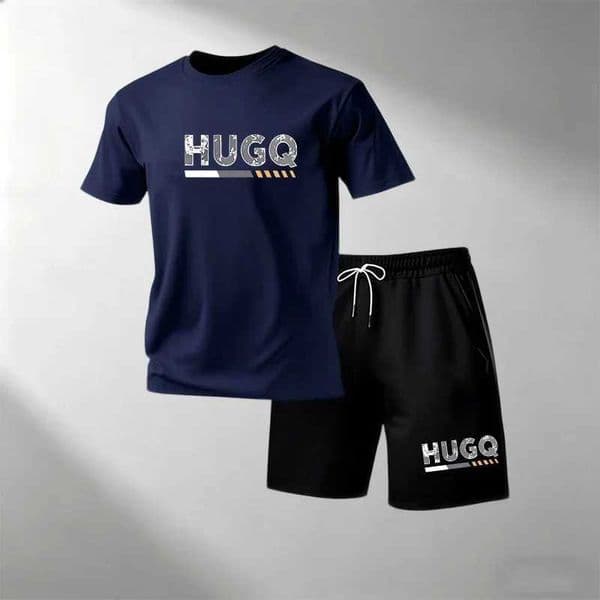 Mens Casual Round Neck T-Shirt Shorts Two Piece Set Breathable Quick Dry Summer Fitness Sportswear Running Gym Hot Sale Q260528