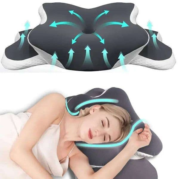 Ergonomic memory foam butterfly neck pillow, C-shaped/adjustable dual height, transparent cover support - side/supine/pillow sle W260528