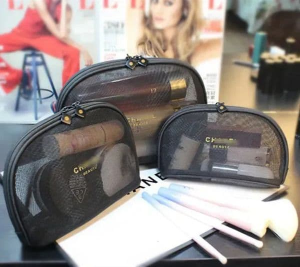 Designer 2025 Fashion Designer Black Transparent Mesh Letter Logo Large Capacity Zipper Makeup art Lipstick Portable Wash Bag Travel Toiletry Storage Box Free S 13 4