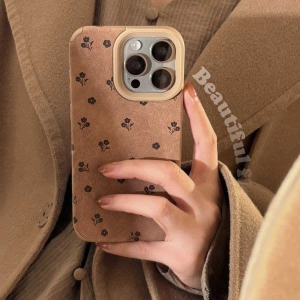 Luxury Full Screen Flower Suede Leather Texture Phone Case For iPhone 16 15 14 Plus 13 12 11 Pro Max Shockproof Protective Cover Z260528