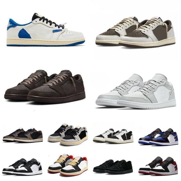 Trainers J1 1 Low Sports Shoes Mans Women 1S Reverse TS Military Blue Velvet Brown Mocha RetroeS Basketball Elephant Dark Medium Olive Neutral White Sneakers