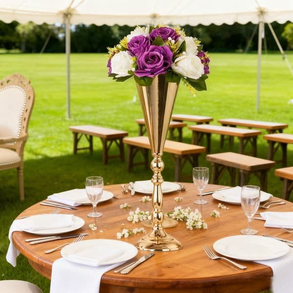 Tabletop Metal Flower Vase Table Decorative Wedding Decor Centerpiece Road Guide Arrangements for Ceremony Anniversary Party Birthday Event ivy314