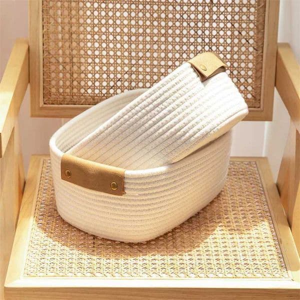 1pcs Eco-Friendly Cotton Rope Desktop Storage Basket Home Living Room Bedroom Cosmetic Snack Toy Organizer Storage Basket J260528