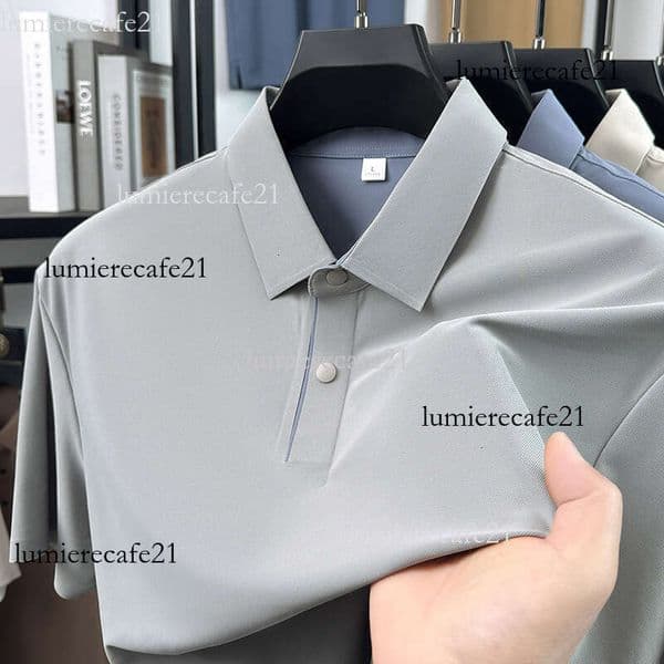Men's Luxury High-Elasticity Seamless Short-Sleeve T-Shirt, New Summer Business Casual Non-Iron Half-Sleeve Base Layer Polo Shirt for Men 51e 56d