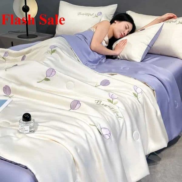 Washed ice silk summer quilt four-piece air conditioner quilt four-piece summer cool ice silk summer quiltR260528