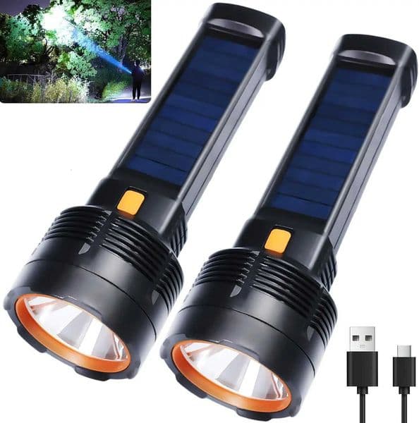 Multi-function Solar / USB Charging LED Flashlight Super Bright Waterproof Torch Light for Home CampingHikingR260528