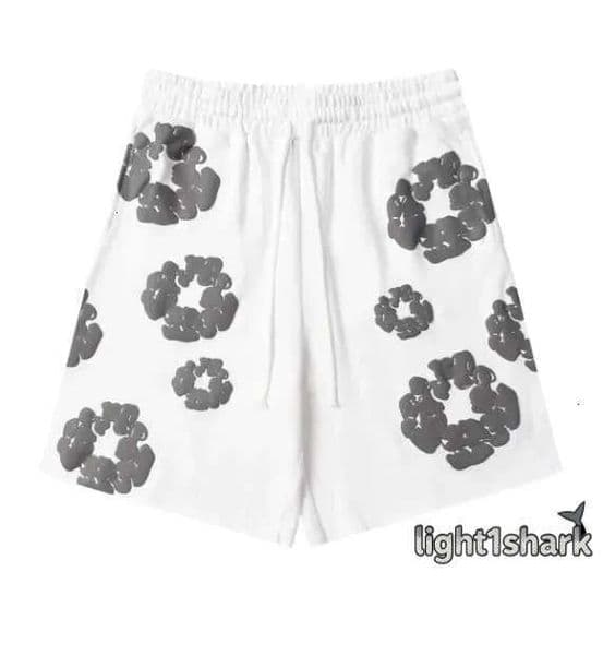Desnim shorts Casual Wreath Foam Graphic Shorts Kapok Puff Beach Pants Breathable Trend Quick Drying Drawstring Knee Length Denim shorts 542