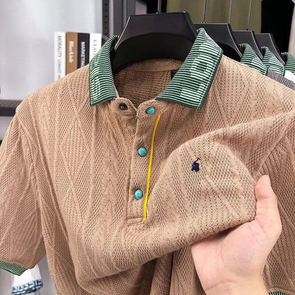Luxury Brand Designer Clothes Knitted Short-Sleeve Polo Shirt Summer Men's Fashion Jacquard Turn-Down Collar T-Shirt Loose Half-Sleeve Breathable To