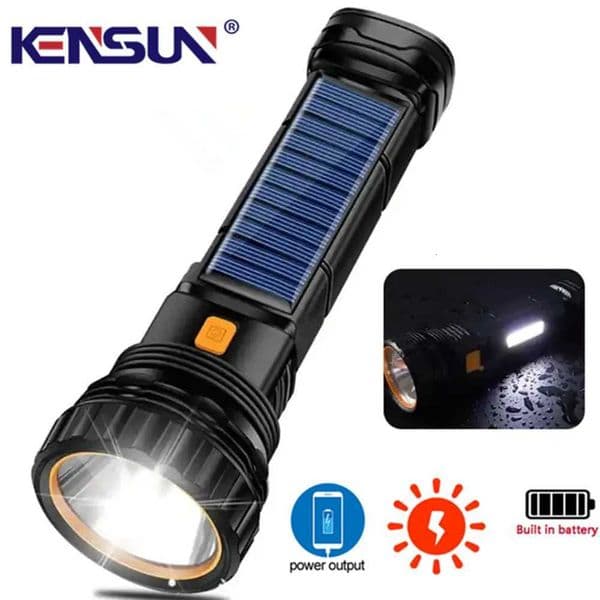 Multi-function Solar LED Flashlight Lanterna Outdoor Long Range Torch Emergency Power Bank LED Solar FlashlightR260528
