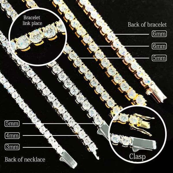 Men's Women's Hip-Hop Tennis for women Chain necklace 3mm-8mm jewlery Pure Sier with VVS Silicon Stone and Fine Jewelry Necklace