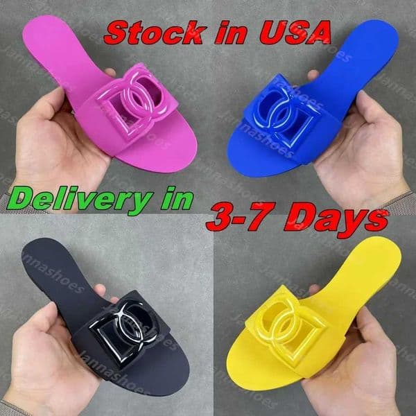 Designer Sandals Women Interlocking Slides Rubber Slippers Ladies Flat Beach Jelly Script Blue Summer Fall Mules Outdoor Waterpr Z260528