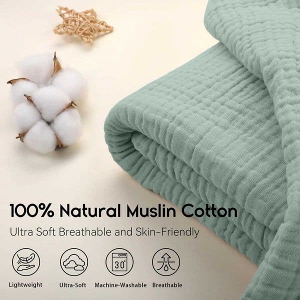 Battilo 100 Cotton Muslin Throw Blanket for Sofa 6 Layer Breathable Lightweight Boho Throws for Couch Bed Large Summer Blankets C260528