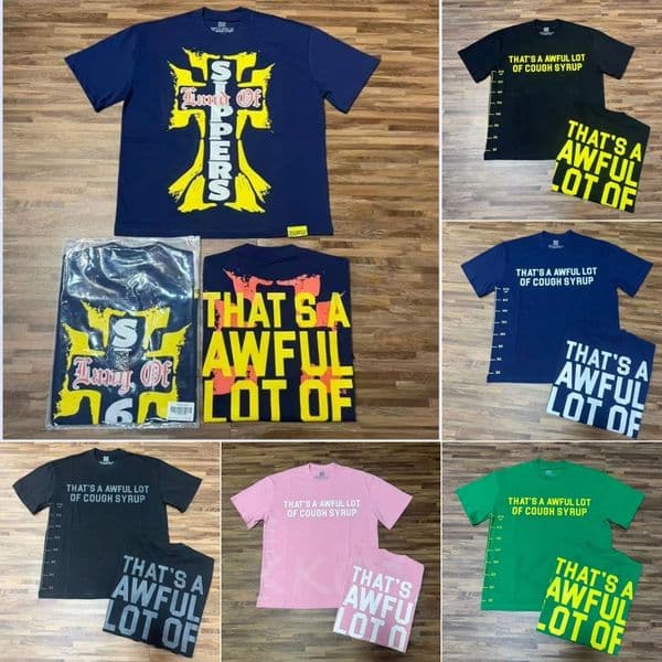 designer Mens T Shirt Cough Syrup Classic Slogan Graphic Women Shirt Loose Fit Cotton Casual Daily Street Fashion Unisex Tees Hip Hop Streetwear Tops