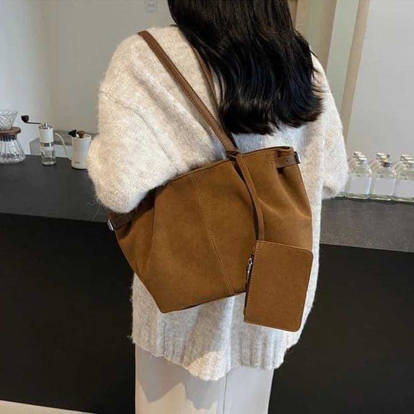 Suede Shoder Bags for Wen Large Suede Totes Lightweight Underarm Bag Casual Shopper Handbag Solid Color Travel Bucket Bags J260528