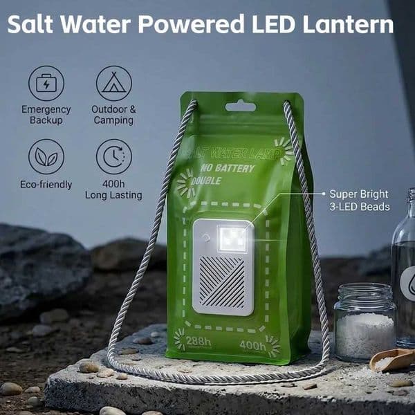 LED Outdoor Emergency Lamp Salt Water Powered Camping Light Reusable Portable Saltwater Lantern For Picnic Hiking Power Outage M260527