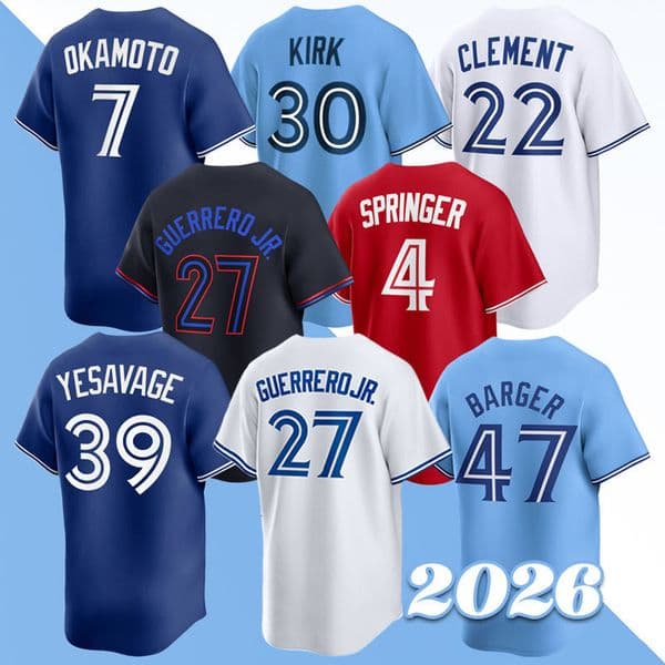 2026 Vladimir Guerrero Jr. Baseball Jersey Stitched George Springer Addison Barger Trey Yesavage Alejandro Kirk Size S-3XL