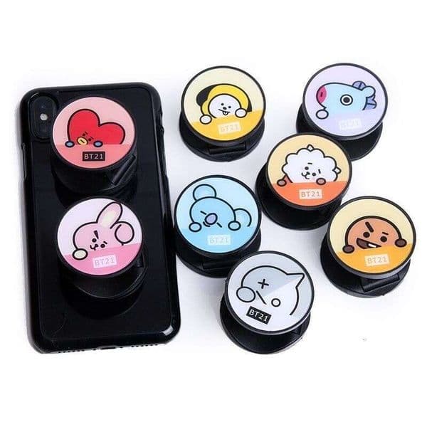 BT21 BTS Bt21 Kpop Album Cartoon Airbag Stand Mirror Telescopic Folding Multifunctional Desktop Btsmerch Cute Cartoon Desk Decoration Gift