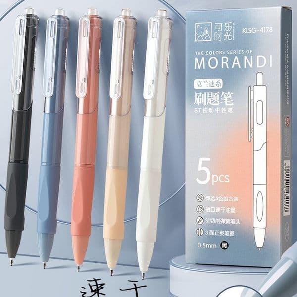 Wholesale Morandi Exam High Aesthetic Value 0.5Mm Simple Gel Pen, Quick-Drying Black Retractable Signature Pen