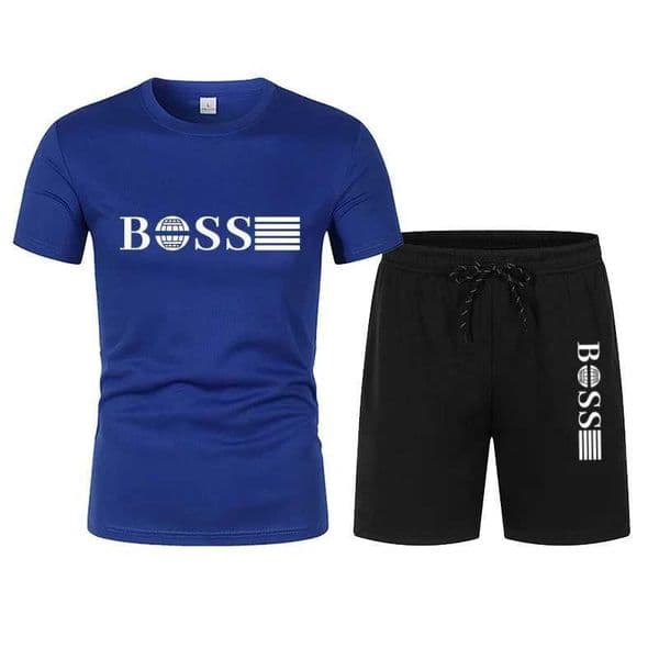 Summer Hot Selling Mens Sports Suit Fashionable Printed Casual T-shirtshorts Two-piece Running Set Breathable Quick Drying Q260528