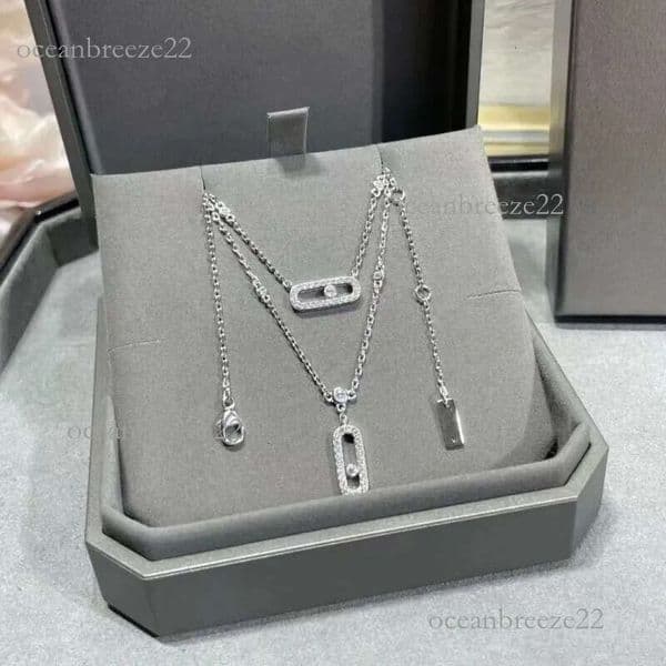 Designer Messikaa Jewelry Messikassly V Gold High Version Mei Family Single Diamond Sliding Necklace French Style Personality Hollow Smart Double Layer e6a