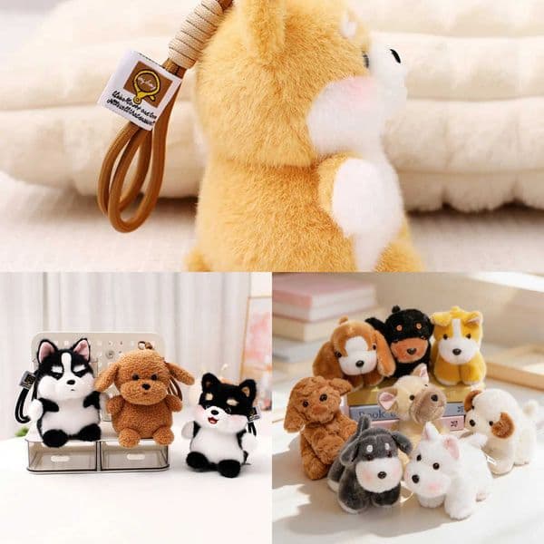 Soft Dog Plush Toy Pendant Lovely Teddy Husky Corgi Schnauzer Animals Keychain Cute Puppy Doll Birthyday Gift L260528