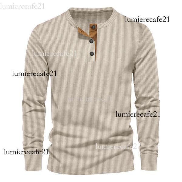 2025 Independent Station Spring and Autumn New Men's Corduroy Casual Henry Slim Fit Solid Color Long Sleeve T-Shirt 7f2 1a7