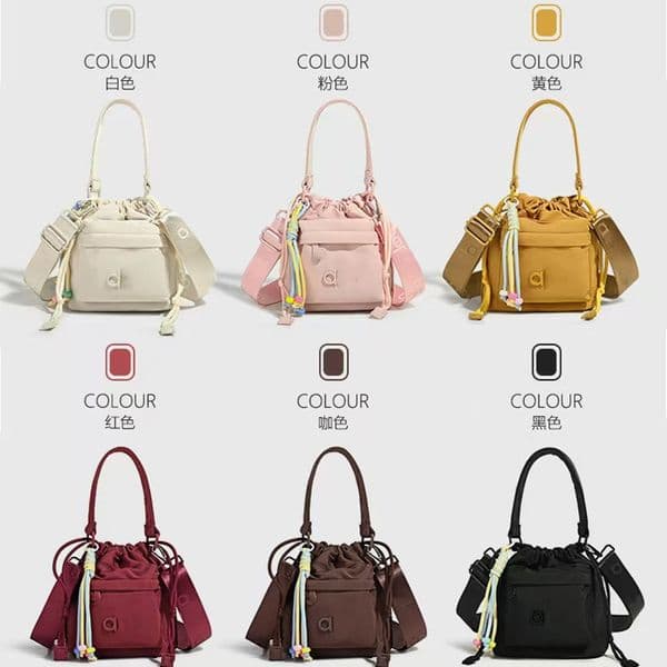 2026 New Drawstring Bucket Bag Small Bucket Bags Designer Shoulder Bags For Women Luxury Handbags Nylon Wide Strap Crossbody Bags Purse Outdoor Storage Bag