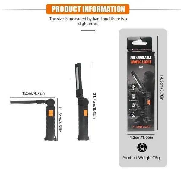 Portable COB LED Flashlight USB Rechargeable Work Light Magnetic Lanterna Hanging Lamp with Built-in Battery Camping Torch M260527
