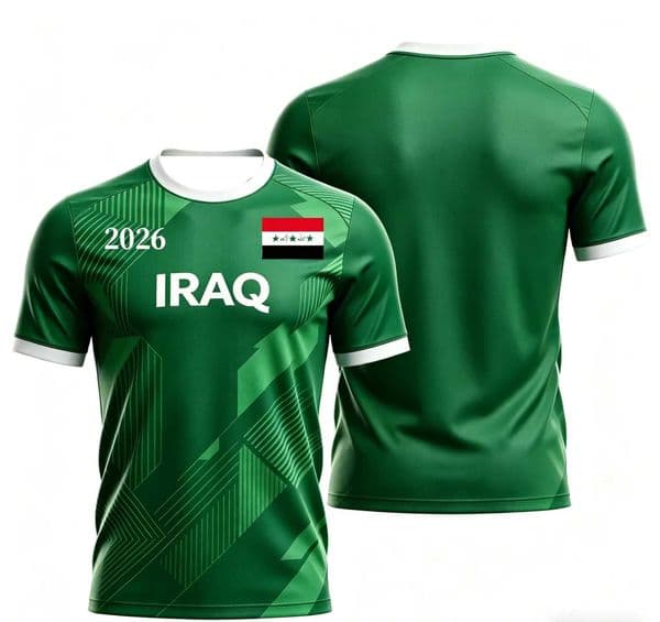 Iraq Style 2026 Special Fan Jersey Grn Flag Print Soccer Shirt Lightweight Breathable Sports Top for Men Fans Collectors D260528