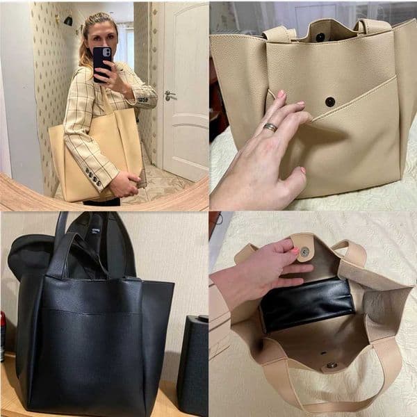 Designer High Quality Soft Leather Wan Casual Tote Shopper Solid Color Handbags Large Capacity Single Shoder Bag with Outer PocketJ260528