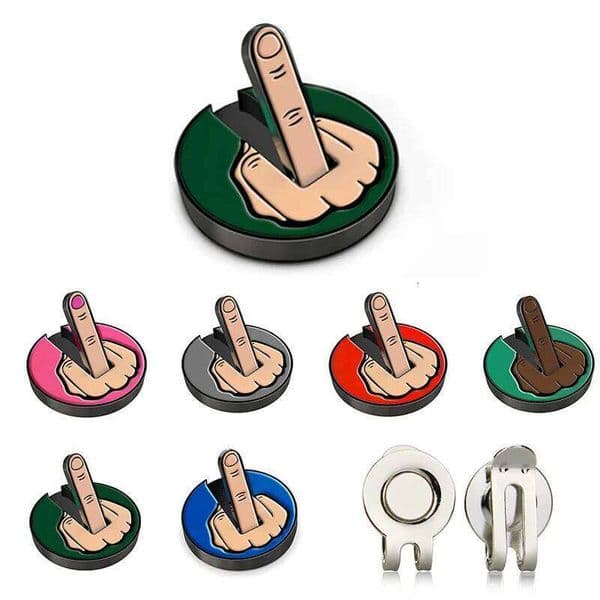 New Hat Clip with Magnetic Ball Marker 25mm Coin Middle Finger Design Golf Position Markers Hot Sale 26L0528