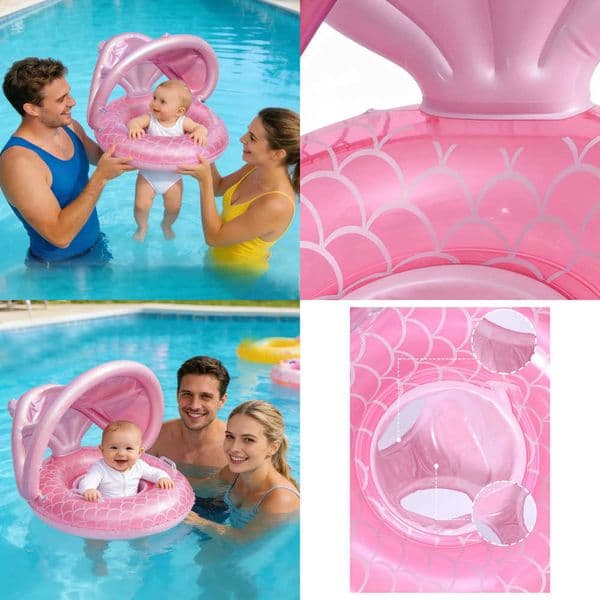 Kid Pool Toys Inflatable Swimming Ring Toys Pool Float Inflatable With Canopy For Boys Girls For Home Outdoor Lake River X260528