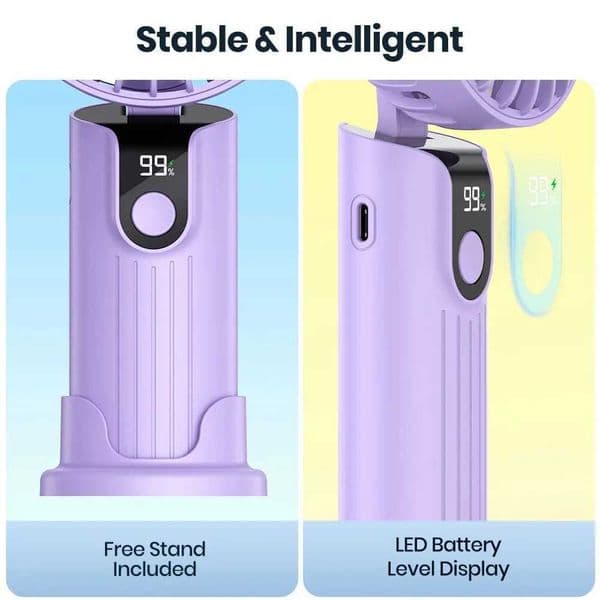 TOPK K38 Portable Handheld Fan5000mAh 3 in 1 Multifunction Personal Travel Neck Fan with Digital Display90 Foldable Desk Fan C260528