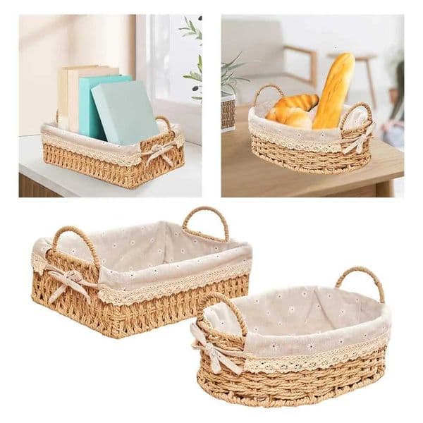 Imitation Rattan Storage Baskets Vegetable Fruit Multi-Purpose Hand-woven Baskets Home Decoration Toy StorageJ260527